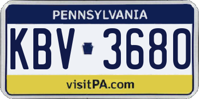 PA license plate KBV3680