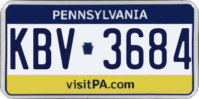 PA license plate KBV3684