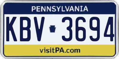 PA license plate KBV3694
