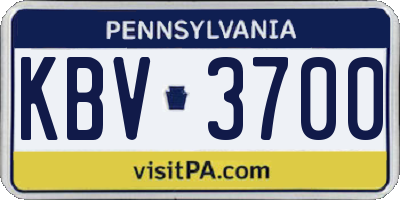 PA license plate KBV3700