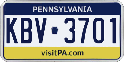 PA license plate KBV3701