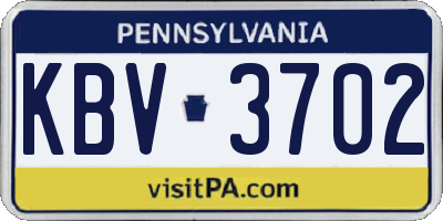 PA license plate KBV3702