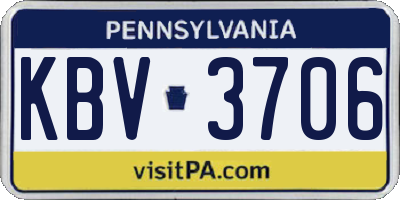 PA license plate KBV3706