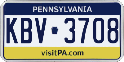 PA license plate KBV3708