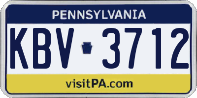 PA license plate KBV3712