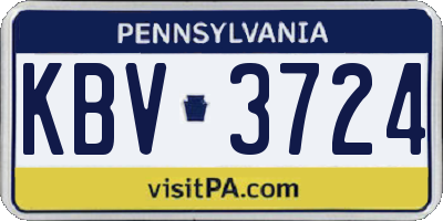 PA license plate KBV3724