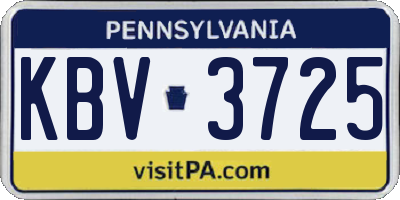 PA license plate KBV3725