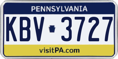 PA license plate KBV3727