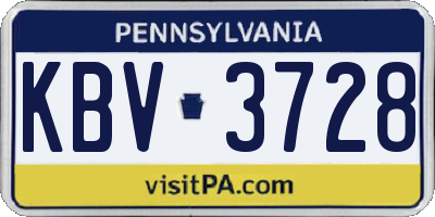 PA license plate KBV3728