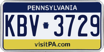 PA license plate KBV3729