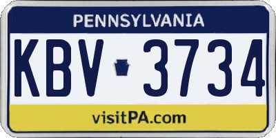 PA license plate KBV3734