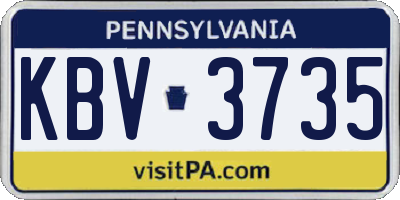 PA license plate KBV3735