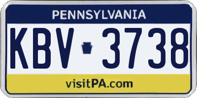 PA license plate KBV3738