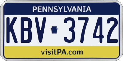 PA license plate KBV3742
