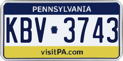 PA license plate KBV3743