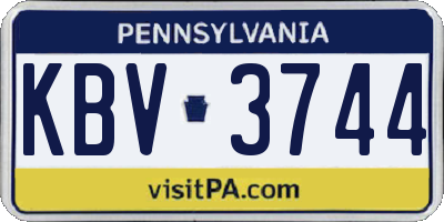 PA license plate KBV3744