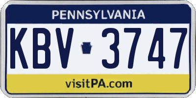 PA license plate KBV3747