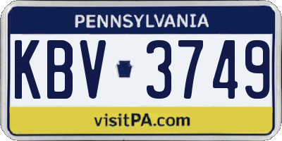 PA license plate KBV3749