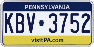 PA license plate KBV3752