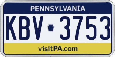 PA license plate KBV3753