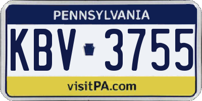 PA license plate KBV3755