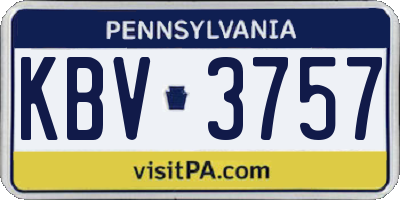 PA license plate KBV3757