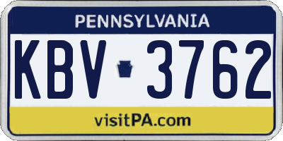 PA license plate KBV3762