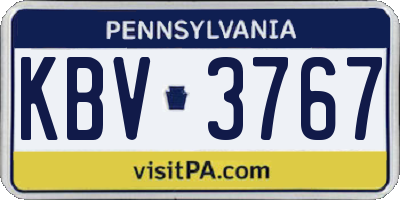 PA license plate KBV3767