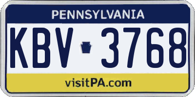 PA license plate KBV3768