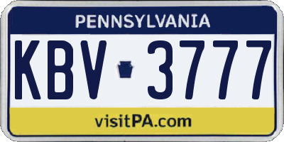 PA license plate KBV3777