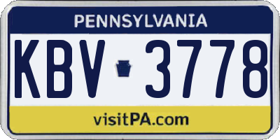 PA license plate KBV3778