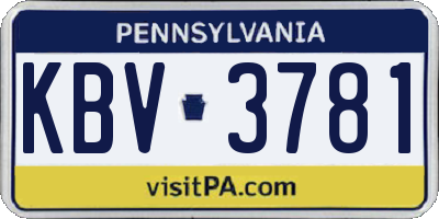 PA license plate KBV3781