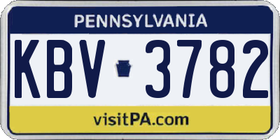 PA license plate KBV3782