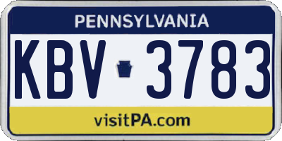 PA license plate KBV3783