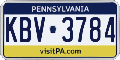 PA license plate KBV3784