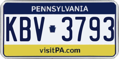 PA license plate KBV3793