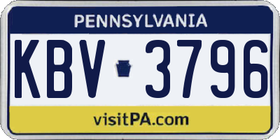 PA license plate KBV3796