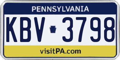 PA license plate KBV3798