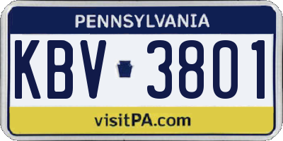 PA license plate KBV3801