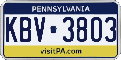 PA license plate KBV3803