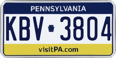 PA license plate KBV3804
