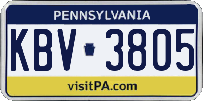 PA license plate KBV3805