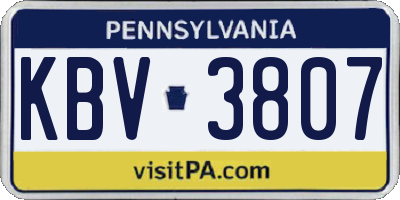 PA license plate KBV3807