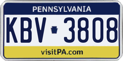 PA license plate KBV3808