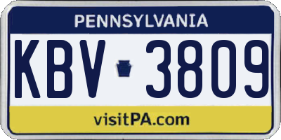PA license plate KBV3809