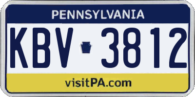 PA license plate KBV3812