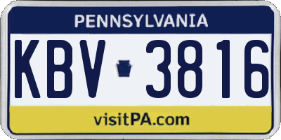 PA license plate KBV3816
