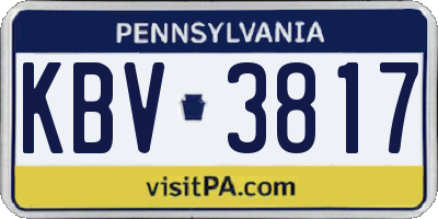 PA license plate KBV3817
