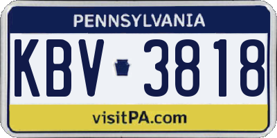 PA license plate KBV3818