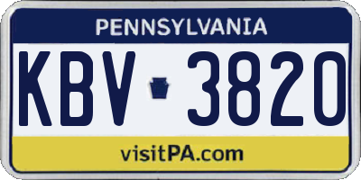 PA license plate KBV3820